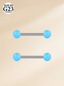 14G 夜光塑料球钛合金舌环乳环，亚克力乳头舌穿刺饰品套装 G23 杠铃，男女通用，12mm、14mm、16mm、18mm - 夜光球 - 查看 22