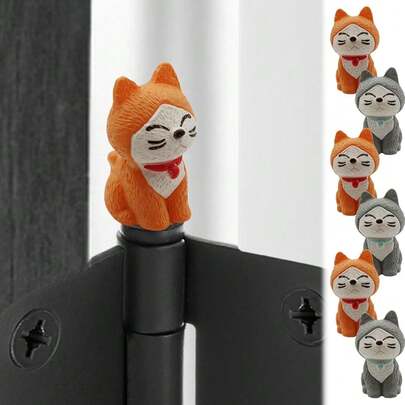 New-  Cute Animals Hinge Head Home Tion - Magnetic Door Hinge Toppers - Hinge Heads Tive Topper Miniature (Cat, Set Of 6)