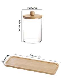 10盎司棉签/棉球/化妆棉收纳盒，带梳妆托盘、棉签和药片收纳盒、透明浴室收纳盒，3包带木盖。 - 彩色 - 查看 8