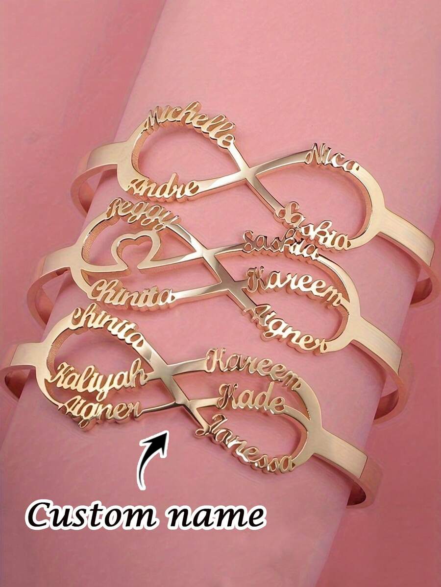 1 buc brățară personalizată cu deschidere nelimitată, poate fi personalizată cu 1-6 nume, bijuterii din oțel inoxidabil, lucruri personalizabile, cadouri pentru iubit, brățări de damă, brățări personalizate, bijuterii personalizate, cadouri de Crăciun personalizate, bijuterii de Halloween, cadouri personalizate, cadouri pentru familie și prieteni, perfectă pentru sărbători, zile de naștere, aniversări, ceremonii de absolvire - Multicolor - Vizualizare 1