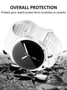 手錶錶帶 + 手錶錶殼套組，相容於 Galaxy Watch 8 40mm 與 44mm。柔軟舒適休閒運動矽膠錶帶，防震防刮硬 PC 錶殼與鋼化玻璃螢幕保護膜二合一錶殼。易於佩戴，觸控靈敏。適合男女款智慧手錶錶帶與錶殼。 - 白色 - 查看 5