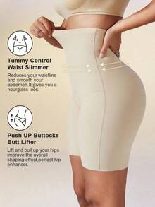 1pc Women's High Waist Shaping Shorts, Tummy Control, Butt Lifting, Body Shaping, Flat Abdomen, Seamless Waist Trainer - 黑色 2 - 查看 6