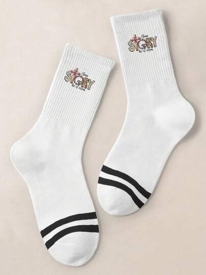 1 Pair Of Men's/Women's/Couple Mid Length Socks, Personalized, Fun, Colorful, Creative Cartoon Design, Holiday Gift, Comfortable And Breathable, Enhancing Family Atmosphere, Fashionable And Novel, Anime, Crazy, Multi-Color, Fun Neutral Socks