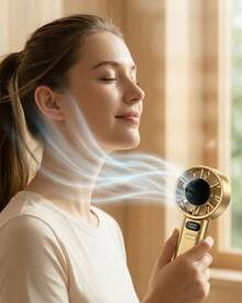 DOSYU Mini Ventilador de Mano Portátil de Abanico con Pantalla LED - Dorado - Ver 4