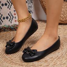 女士蝴蝶结平底鞋，休闲/通勤/户外穿着，夏季 - 黑色 - 查看 4