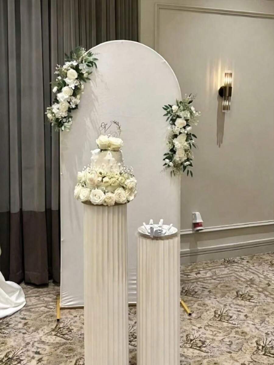Elegant Foldable Wedding Column Decor, Paper Roman Column Decor, Suitable For Bride's Aisle And Birthday Party, Round Shape