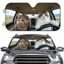 Cat Themed Car Sun Visor, Cute Cartoon Design, Sun Shading & UV Protection, Keeps Dashboard Cool, Fits Most Sedans, SUVs And RVs, Portable & Foldable, Fashionable Car Accessory, Must-Have Car Decor, Eye-Catching Photo Prop - Multicolor - View 13