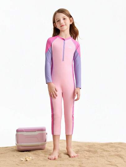 Annil [With Swim Cap] Children's High-Elasticity, Hydrophobic One-Piece Swimsuit Set For Boys And Girls, Easy To Put On And Take Off, Suitable For Vacations And Training.