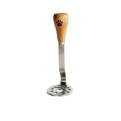 1pc Stainless Steel & Wooden Handle Mini Bear Potato Masher, Mashing Tool For Baking, Home Kitchen Gadget