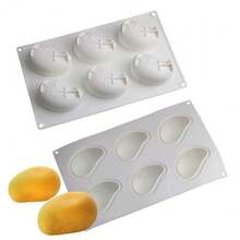 1 pieza Molde para pastel de mousse de plátano, Molde de silicona para hornear DIY de mango, Molde de cubitos de hielo de chocolate, Molde para postres, Fruta creativa, Resistente a altas temperaturas - Blanco - Ver 3