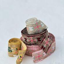 2026 New Release: 100cm Colorful Embroidered Floral Chiffon Ribbon, Suitable For Making Boho Style Bag Straps, Jewelry Crafts And More - Multicolor - View 7