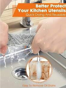 30/20/10 Pieces - Pack Of Anti-Scratch Wire Dish Cloths, Non-Marking Multi-Purpose Wire Dish Cloths, Silver Mesh Woven Cleaning Cloths, Wet And Dry Use, Easy To Rinse, Reusable, Wire Cleaning Cloths, Wire Dish Towels For Kitchen, Sinks, Pots And Pans, Countertops, Stoves, Tableware, Cleaning Supplies, Cleaning Tools - Multicolor - View 7