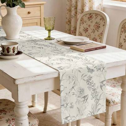 1件装抽象几何圆形图案桌旗，现代艺术条纹装饰桌布，适用于家居、客厅、咖啡桌、长方形餐桌，彩色印花，欧式简约风格桌旗