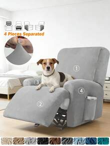 1/2/3座躺椅沙发套，弹力提花躺椅沙发套，适用于躺椅、休闲扶手椅，家具套，4件/6件/8件装 - 彩色 - 查看 1