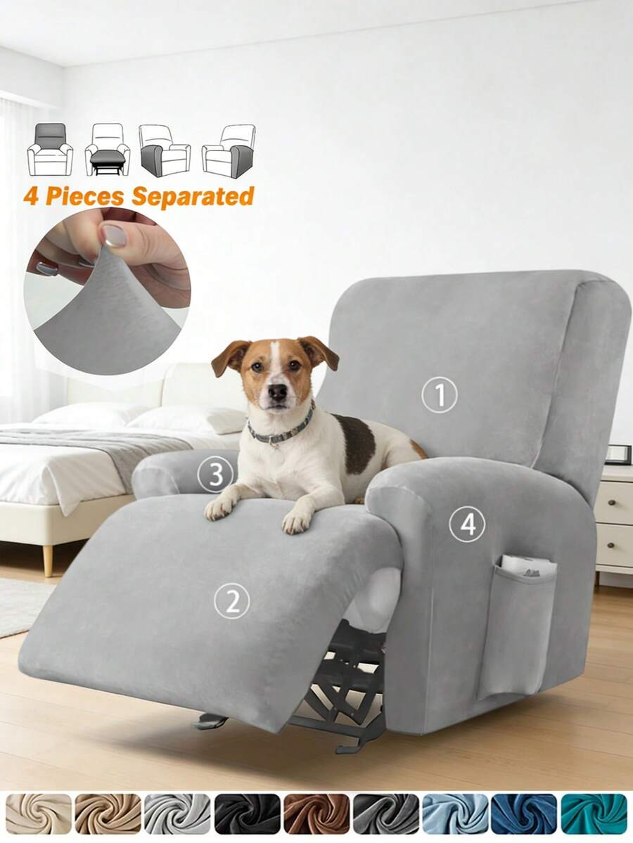 1/2/3座躺椅沙发套，弹力提花躺椅沙发套，适用于躺椅、休闲扶手椅，家具套，4件/6件/8件装 - 彩色 - 查看 1