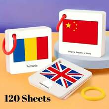 Bộ 120 thẻ nhận dạng quốc kỳ thế giới, cần thiết cho năm học mới | Thẻ học tập văn hóa | Tài liệu học tập gia đình và quà tặng ngày lễ | Trang trí bàn làm việc - Nhiều màu - Xem 3