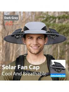 Solar Powered Double Fan Cooling Hat, USB Rechargeable, Adjustable Strap, Breathable, High-Efficiency, Long-Lasting, Powerful Airflow, Suitable For Outdoor Activities - A - View 10
