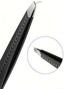 High Precision Stainless Steel Tweezers, Fish Scale Non-Slip Eyebrow Tweezers, 96 Degree Angled Eyebrow Clip, Eyelash Extension & Eyebrow Grooming Tool - Black - View 8