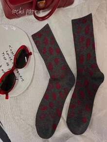 1 Pair Of European And American College Style Leopard Print Creative Mid Tube Men's And Women's Socks, Fashionable, , Personalized Socks - Multicolor - View 6