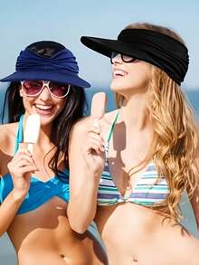 1pc Women's Beach Sun Hat, Spring/Summer Vacation Travel Sun Protection Cap, Outdoor Sports Visor Hat,Holiday,Festival - Multicolor - View 4