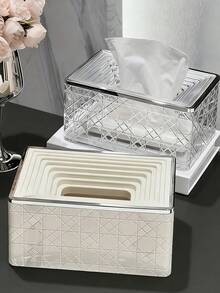 1 pieza Cubierta de caja de pañuelos con diseño de cuadrado bailarín, accesorio de baño moderno con diseño único, adecuado para baño, tocador, dormitorio y sala de estar, soporte duradero para rollos de pañuelos, decoración del hogar - Multicolor - Ver 3