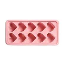 Khuôn silicon, 1 khuôn hình trái tim có lớp chống dính, khuôn silicon dùng để làm bánh muffin, bánh brownie, bánh ngọt, bánh pudding, đá viên, thạch và bánh quiche (21,5 x 10,5 cm) – 10 ô. - Hồng - Xem 6