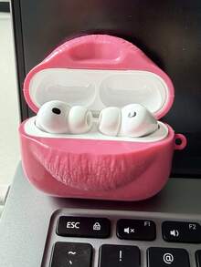 1 pieza Funda protectora de silicona con forma de labios compatible con Apple Pro/Pro2, Funda suave para los nuevos auriculares de 4ta generación de Apple, diseño de labios rosados - Rosa Roja - Ver 2