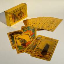 Bộ bài Tarot cổ điển - Kích thước 2.8*4.7 inch (7*12 cm) gồm 78 lá bài Tarot mạ vàng, phù hợp cho người mới bắt đầu - Bộ bài Tarot đa họa tiết độc đáo - Hướng dẫn sử dụng bài Tarot, bao gồm các lá bài Tarot và ý nghĩa của chúng - Bài Tarot dành cho người mới bắt đầu và ý nghĩa của chúng - Bài Tarot dành cho người chơi chuyên nghiệp, bài Tarot chống thấm nước, quà tặng bài Tarot (kèm hướng dẫn bằng hình ảnh màu) - Vàng - Xem 9