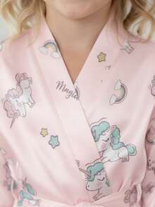 1 pieza Bata de baño rosa para niñas, ropa de dormir estilo japonés, bata de piscina, bata de mañana, regalo de cumpleaños, disfraz de fiesta, vestido de dama de honor - Rosa - Ver 4