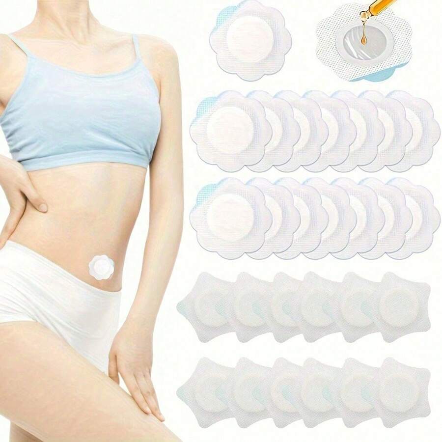 20/100/200pcs Unscented Self-Adhesive Navel Patch - Water-Soluble, Oil-Free, Disposable Castor Oil Care Pad - Multicolor - View 1