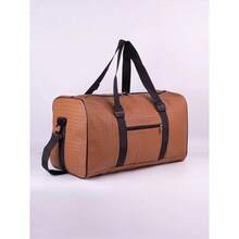 Mala de Mão Viagem Couro Sintético Textura Trançada (Tressê) Bordo Padrão ANAC 55cm - Castanho - Visão 3