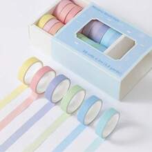 20 Rolls Rainbow Macaron Washi Tape Set, 10mm (0.4 Inch) Wide, Colorful Decorative Tapes For DIY Crafts, Scrapbooking, Journals, Planners And Office Supplies - Blue - View 6