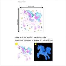 1 pieza Pegatina de pared que brilla en la oscuridad con unicornio y estrellas, con un unicornio de melena y cola degradadas en morado y azul decoradas con un patrón de estrellas, en un esquema de color suave y soñador. Adecuado para dormitorio, sala de estar u otros espacios para agregar rápidamente un toque artístico y crear un ambiente cálido y romántico. - A - Ver 7