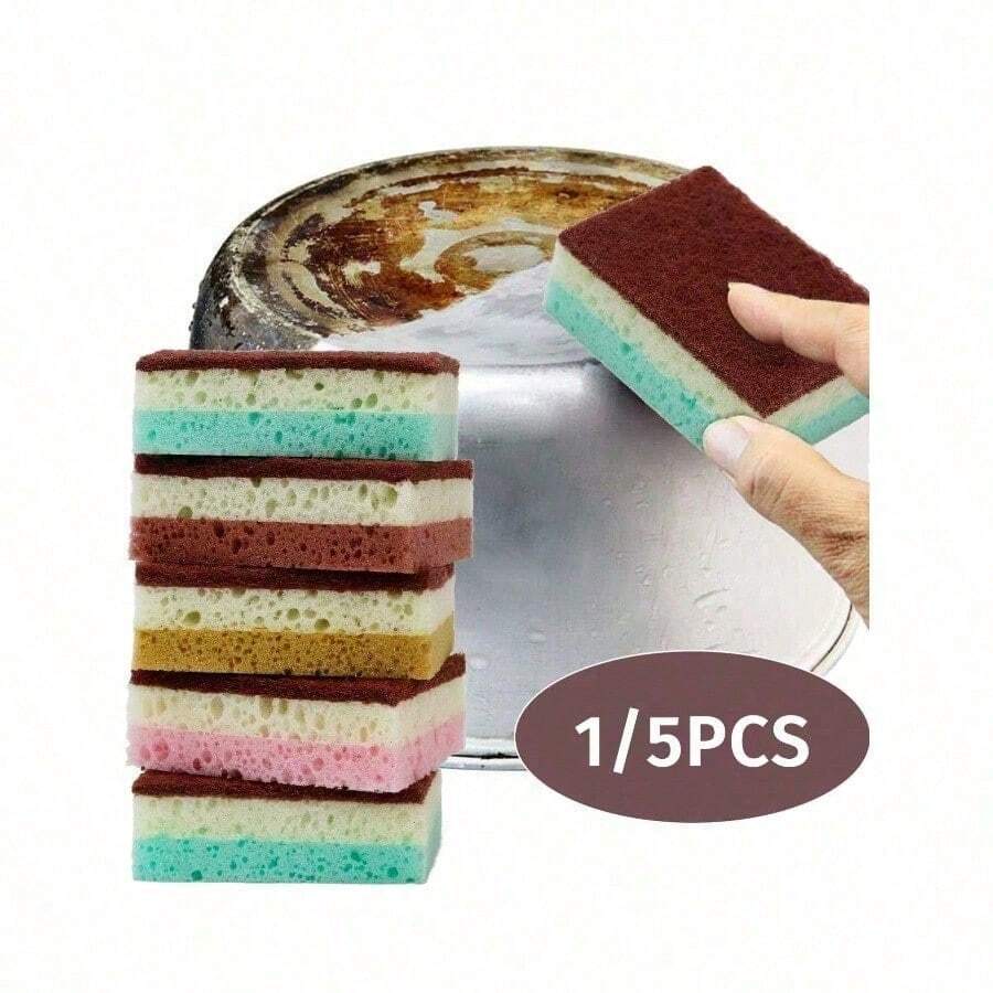 [Miếng bọt biển tẩy rửa thần kỳ] Bộ 5 miếng bọt biển tẩy rửa thần kỳ chịu lực cao - Không dùng điện, dùng để tẩy cặn và rỉ sét, tẩy vết bẩn trên chén đĩa và dụng cụ nấu nướng, chất liệu nhựa, miếng lau nồi chảo nhà bếp, miếng tẩy vết bẩn | Bọt biển cầm nắm tiện dụng | Miếng cọ rửa bằng nhựa - Nhiều màu - Xem 1