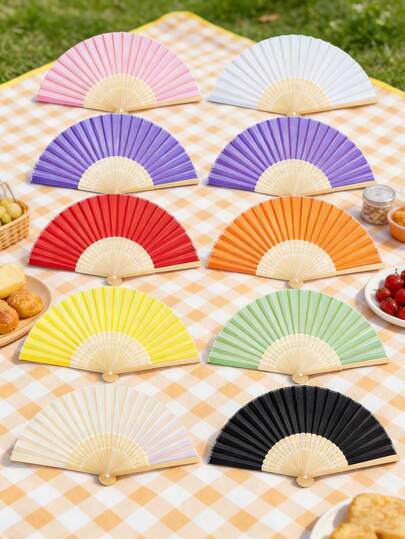 1支可折叠手持彩色竹纸扇，便携轻巧，适合夏季旅行、户外活动、通勤、办公、海滩、运动、日常使用、婚礼、派对、舞蹈等场合，是送给男士和女士的成人礼物。