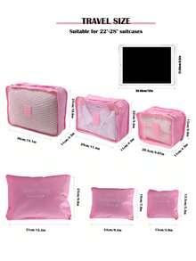 6 件字母图形旅行收纳袋，用于旅行收纳袋、化妆包、化妆包、度假收纳袋、大容量化妆品收纳盒化妆盒，适用于口红、刷子、护肤品、手机、硬币、小物品，适用于家庭、礼物、度假和节日万圣节圣诞节多功能用途，波西米亚风 - 粉色 - 查看 9