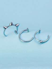 时尚粘贴式假唇钉套装 - 无需穿孔的唇环眉钉面部穿孔饰品 - 貼紙鼻環套裝 - 查看 9