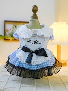 宠物连衣裙一件装，狗狗/猫咪服装，透气轻盈的童话公主裙，春夏新品 - 藍色 - 查看 5