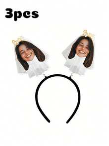 Personalized Wedding Party Decorations, Custom Face Cutouts, Suitable For Wedding Party Photo Props And Decorations, Personalized Photo Headbands, Custom Wedding Hat Headbands, Party Decorations, Bridal Shower Gifts - Multicolor - View 9