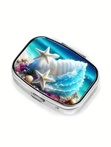 1pc Elegant Animal, Landscape, Portrait Printed Square Pill Box, Dual Grid Pill Case, Mini Portable Compact Pill Box, Travel Portable Pill Box For Pocket Or Wallet, Decorative Jewelry Earring Multi-Function Metal Box - Animal - View 10