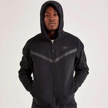Nike Unisex Tech-Inspired Zip Hoodie & Jogger, Slim Fit Tapered Tracksuit With Cozy Lining, No Shrinkage, Effortless Streetwear Graphic Outerwear For Men & Women Set - Black Full-Zip Hoodie1 - 查看 4