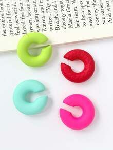 4pcs Gradient Color Clip-On Earrings Without Piercing, Acrylic Painted Ear Cuff Set - 4pcs - View 22