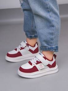 1双儿童休闲运动鞋，2026春季新款男女童魔术贴软底透气平底鞋，适合上学和日常穿着 - 紅色 - 查看 4