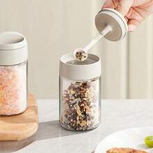 3pcs 250ml Seasoning Jars, Multifunctional Salt Spoon Condiment Storage Containers, Waterproof Moisture-Proof Durable Easy To Clean - White - View 3