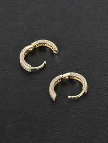 1对时尚立方氧化锆嘻哈风格男士耳环 - 彩色 - 查看 10