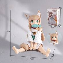 Kinopio Neko (Kinako) Anime Cat Girl Figurine, Sitting Eating Fish, Swap Face, Tassel Beaded, Exaggerated , Desktop/PC Case/Car Decor Collectible Doll For Girls & Anime Fans - Con mèo đang quỳ ăn cá: đã được đóng gói - Xem 3