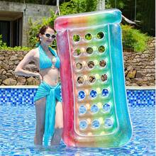 21-Hole Sequin Inflatable Floating Hammock Chair, Adult Water Floating Swimming Ring Pool Toy, Pool Inflatable, Beach Essentials, Pool Float - Multicolor - View 11