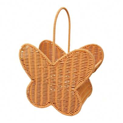 Imitation Plastic Rattan Butterfly Basket For Home Organization, Storage Solutions, Room Decoration, Closet Organizer, Bedroom Container, Living Space Accessory, Stylish Woven Design, Multipurpose Storage Bin, Modern Home Decor Basket, Durable Wicker-Style Organizer