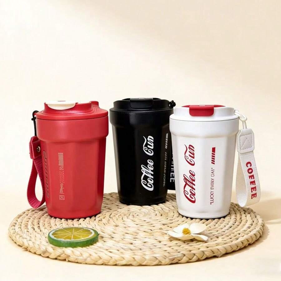 Cốc cà phê du lịch bằng thép không gỉ 316, kiểu dáng mới dành cho nữ, cốc latte cầm tay tiện dụng, cốc giữ nhiệt cao cấp sang trọng bằng thép không gỉ dành cho nam. - trắng - Xem 1
