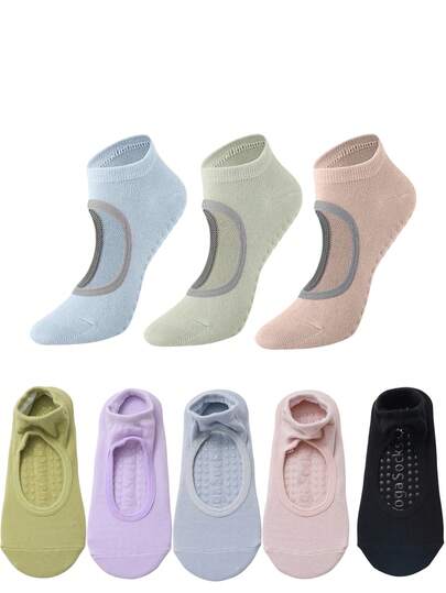 防滑底瑜伽袜 - 女士地板袜 - 夏季瑜伽袜 - 露跟款式 - 适合瑜伽、普拉提和居家健身运动